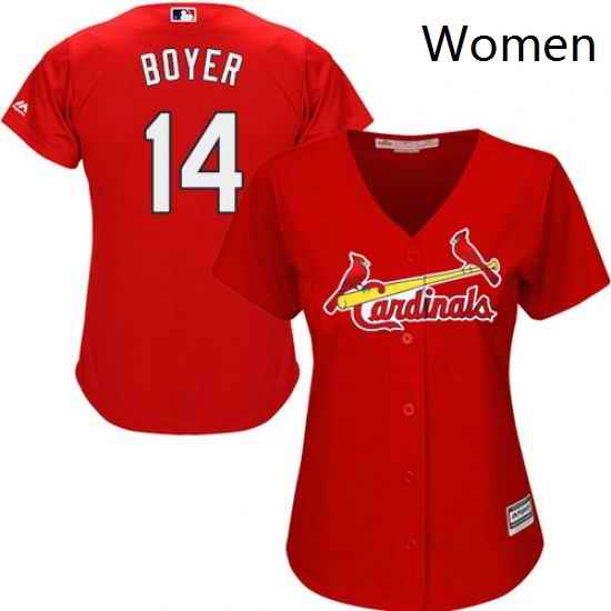 Womens Majestic St Louis Cardinals 14 Ken Boyer Replica Red Alternate Cool Base MLB Jersey